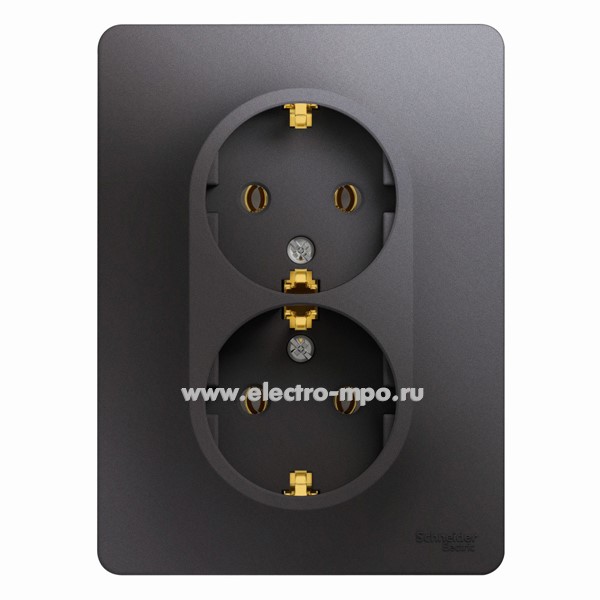 Ю14. Розетка Glossa GSL001324 "евр" двойная с/п графит (Systeme Electric)