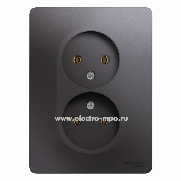 Ю14. Розетка Glossa GSL001320 двойная с/п графит (Systeme Electric)