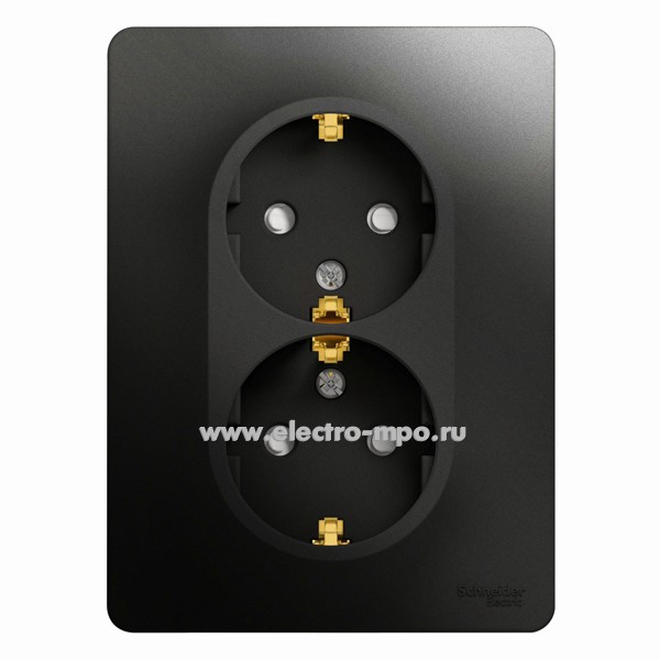 Ю1431. Розетка Glossa GSL000726 "евр" двойная со шторками с/п антрацит (Systeme Electric)