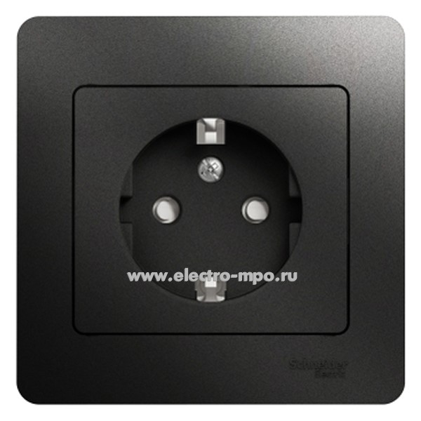Ю1443. Розетка Glossa GSL000744 "евр" со шторками с/п антрацит (Systeme Electric)