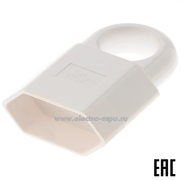 Р38. Розетка 470514 GRV-S-10-FE-W-IP20 штепсельная плоская б/з с кольцом 10А белая IP20 (General)