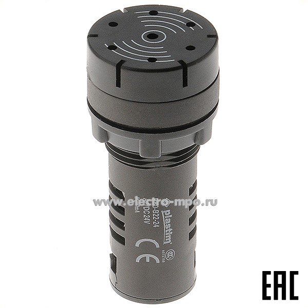 А5160. Зуммер PB0-B22-220 черный 220В AC прерывистый звук IP65 (Plastim)