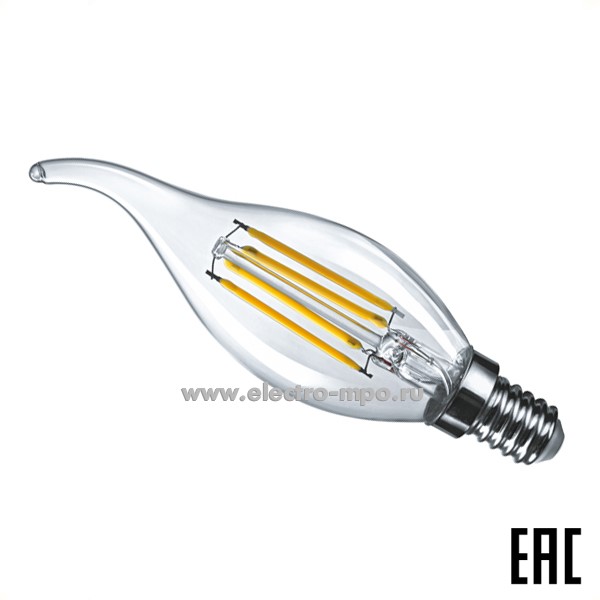 Л00. Лампа 4Вт 61341 NLL-F-FC35-4-230-4K-E14 400Лм 4000К LED "свеча на ветру" х/б свет (Navigator)