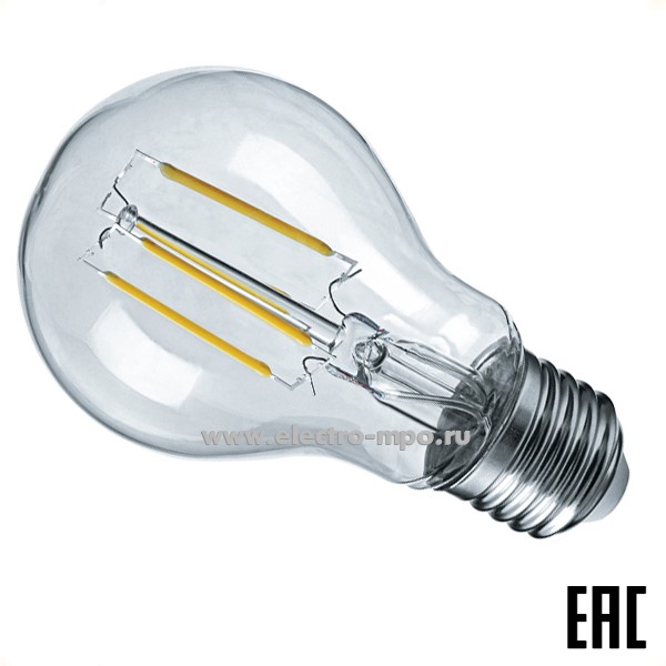 Л00. Лампа 6Вт FILAMENT 61344 NLL-F-A60-6-230-4K-E27 660Лм 4000К "груша" х/б свет (Navigator)