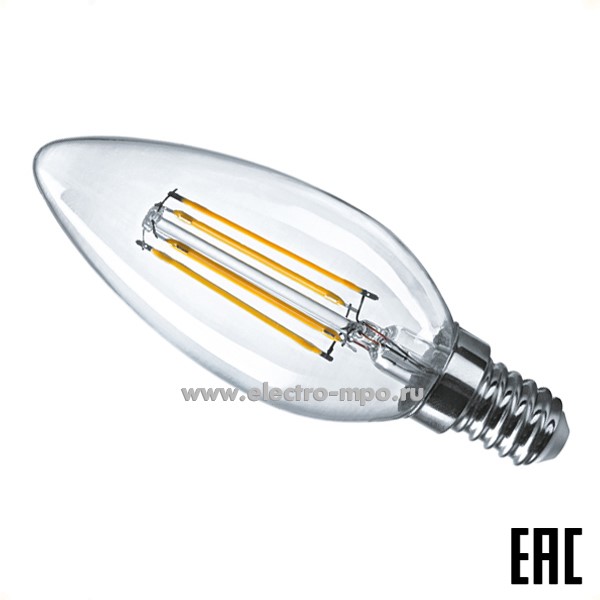 Л00. Лампа 4Вт FILAMENT 61339 NLL-F-C35-4-230-4K-E14 400Лм 4000К LED "свеча" х/б свет (Navigator)