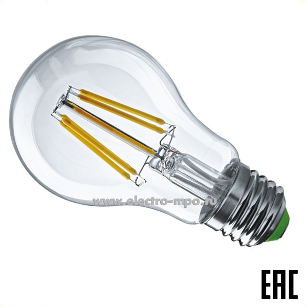 Л00. Лампа 10Вт FILAMENT 80538 NLL-F-A60-10-230-2.7K-E27 1200Лм 2700К "груша" т/б свет (Navigator)