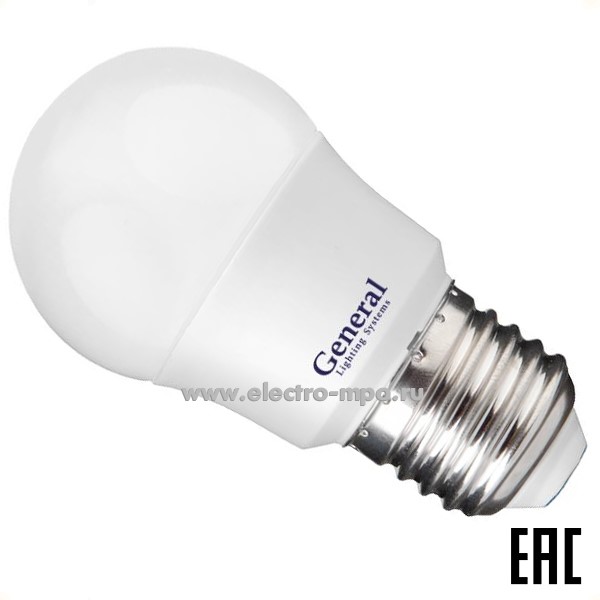 Л16. Лампа 7,5Вт 640200 GLDEN-G45F-8-230-E27-6500К 660Лм светодиодная "шарик" дневной  свет (General)