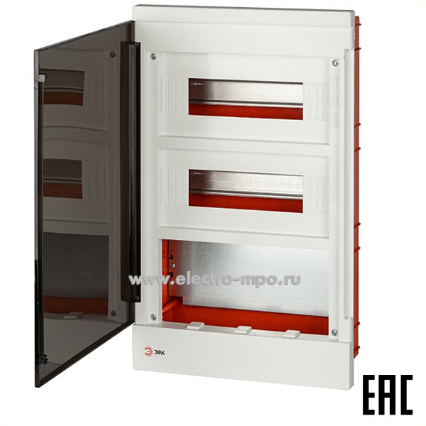 Е04. Бокс Б0059317 ЩРСВ-П-24 bs-24f белый на 24 модуля и мультимедиа прозрачная дверь IP40 (ЭРА)