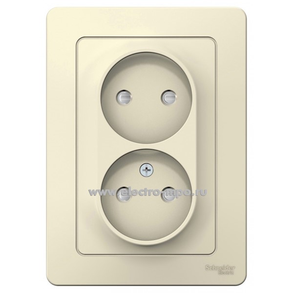 Ю43. Розетка Blanca BLNRS000122 двойная со шторками с/п "молочный" (Systeme Electric)