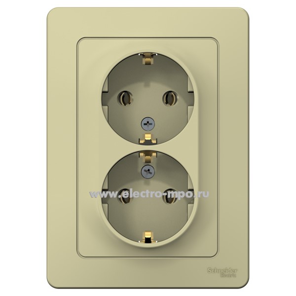 Ю43. Розетка Blanca BLNRS001027 двойная "евро" с/п бежевая (Systeme Electric)