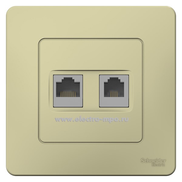 Ю43. Розетка Blanca BLNIS045117 комп+телеф 2 входа RJ45 5e + RJ11 с/п бежевая (Systeme Electric)