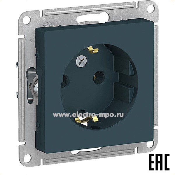 Ю51. Механизм AtlasDesign ATN000843 розетки "евро" с/п изумруд (Systeme Electric)