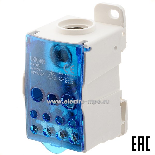 Э2194. Распределительный блок UKK-400 1 полюс 400А 1 шина 12 присоединений (Электромонтаж)