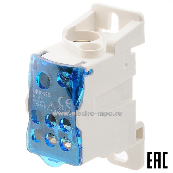 Э2191. Распределительный блок UKK-125 1 полюс 125А 1 шина 8 присоединений (Электромонтаж)