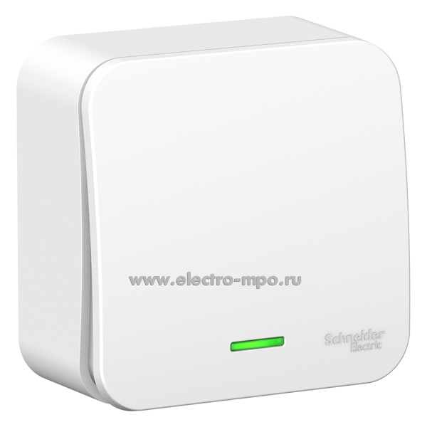 Ю45. Выключатель Blanca BLNVA101121 1 кл. с подсветкой о/п с металлической пластиной белый (Systeme)