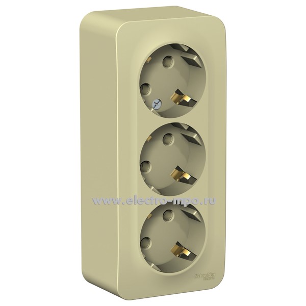 Ю45. Розетка Blanca BLNRA010317 тройная "евро" о/п бежевая (Systeme Electric)