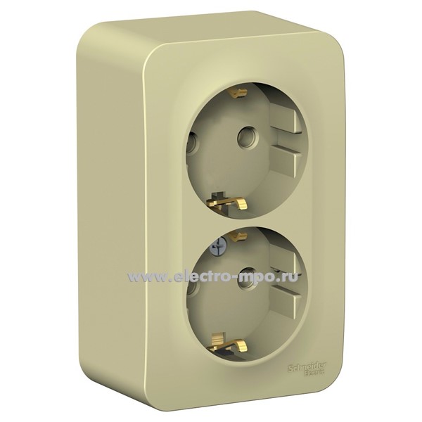 Ю45. Розетка Blanca BLNRA011217 двойная "евро" со шторками о/п бежевая (Systeme Electric)