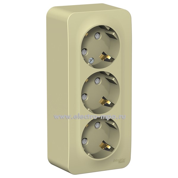 Ю45. Розетка Blanca BLNRA011317 тройная "евро" со шторками о/п бежевая (Systeme Electric)