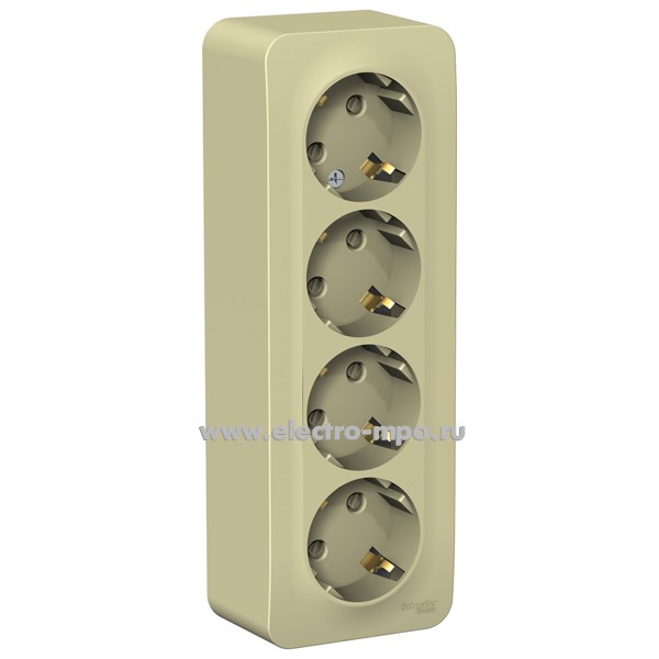 Ю45. Розетка Blanca BLNRA011417 4 гнезда "евро" со шторками о/п бежевая (Systeme Electric)