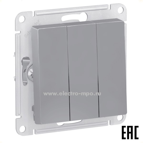 Ю4774. Механизм AtlasDesign ATN000931 выключателя 3 кл. с/п сталь (Systeme Electric)