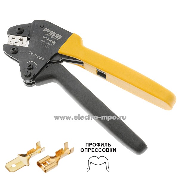 И1273. Пресс-клещи VSA-48B для неизолированных плоских разъёмов 0,5-1,5 кв.мм (FSE Китай)