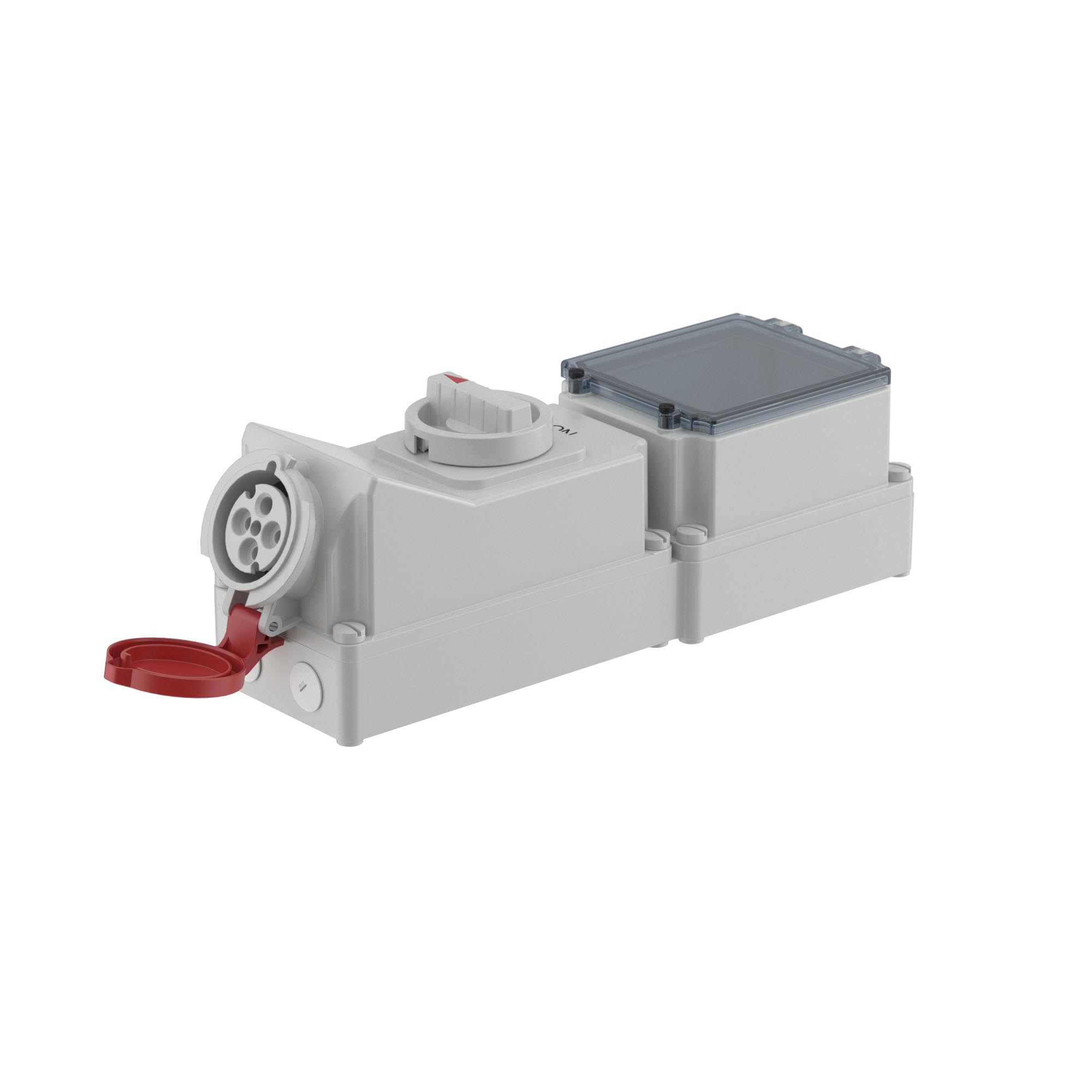 Р57. Розетка DIS5673286 настенная 3Р+Е с механической блокир и DIN-рейкой на 6 модулей WSD IP44  (ДКС)