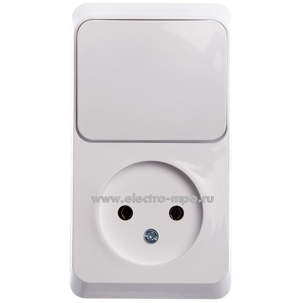 Ю48. Блок Этюд BPA16-204B (выкл. 1 кл.+роз.) о/п белый (Systeme Electric)