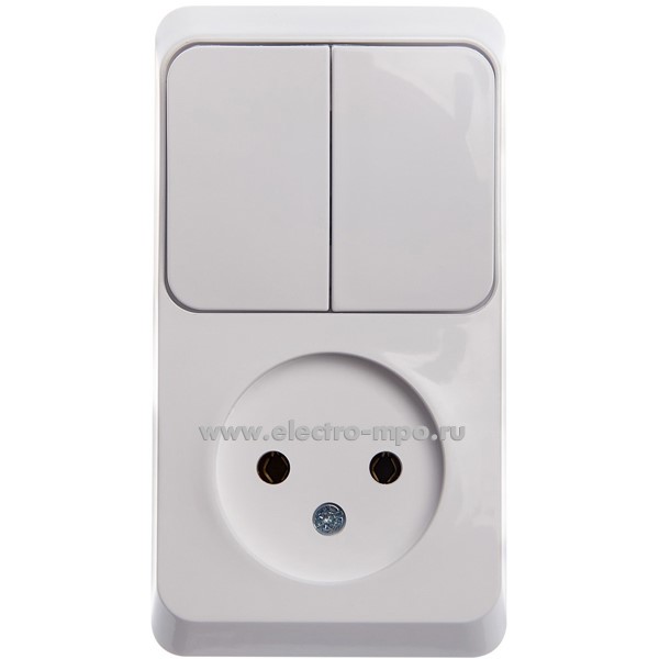 Ю48. Блок Этюд BPA16-205B (выкл. 2 кл.+роз.) о/п белый (Systeme Electric)