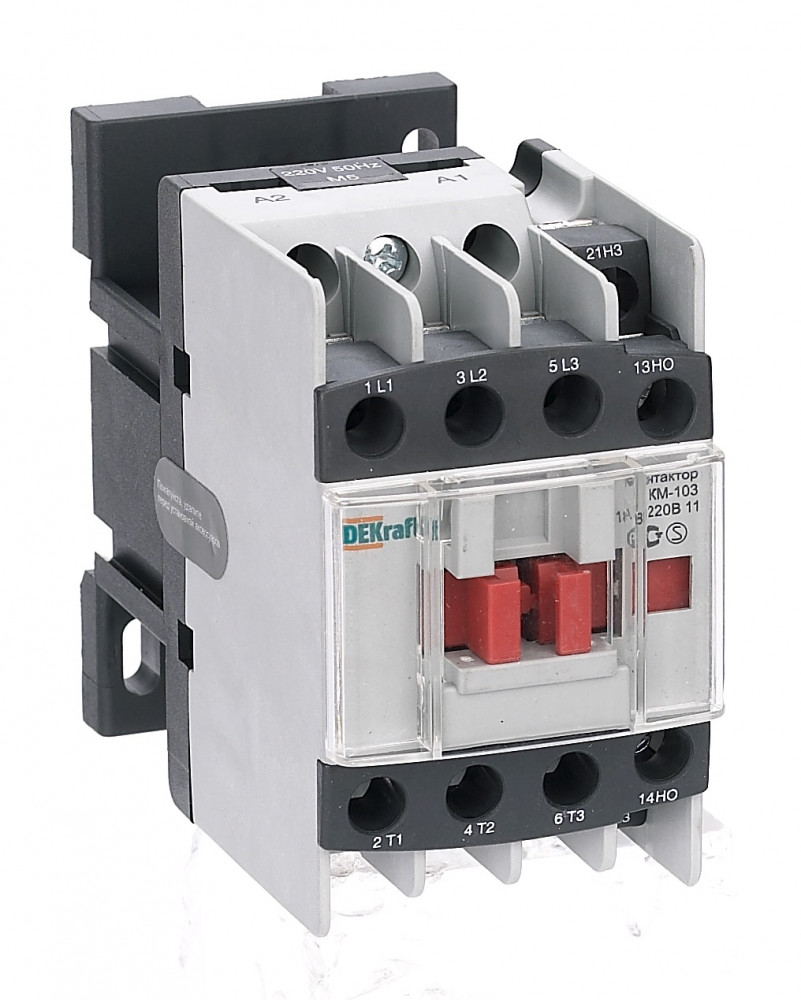 А75. Контактор КМ-103  22110DEK 18А 24В АС3 1з+1р (DEKraft)