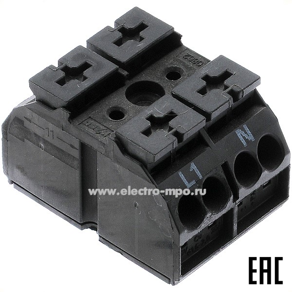 К4518. Блок 862-1562 клеммный полиамид 2х2 пары безвинт. клемм 0,5-4,0 кв.мм с марк. L1-N черный (Wago)