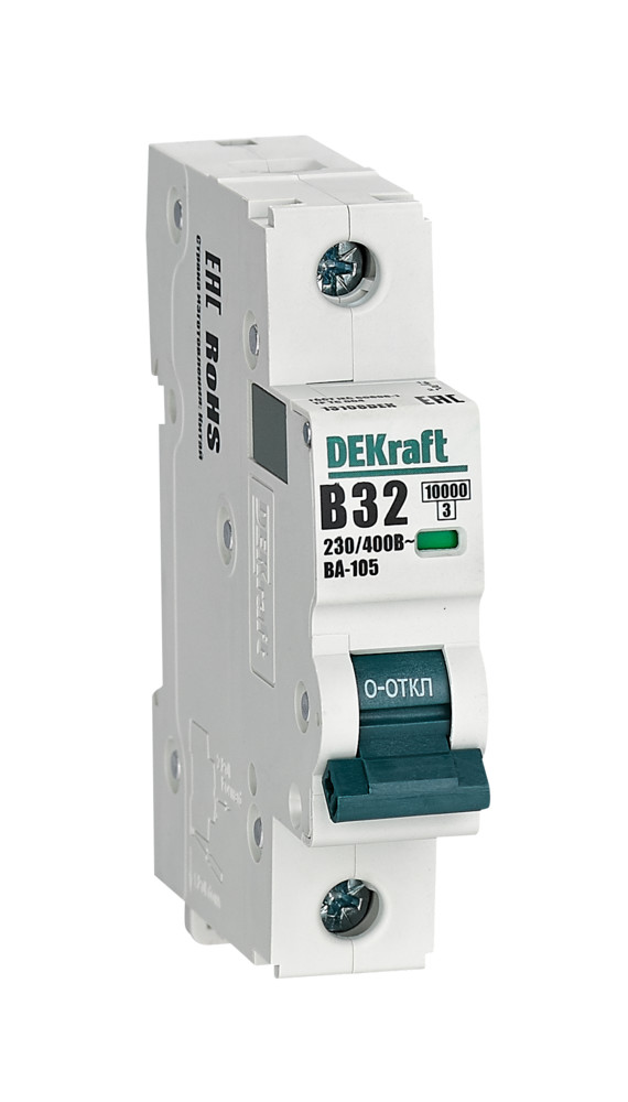 А01. Автоматический выключатель ВА-105 13108DEK 1P 32A х-ка B 10кА (DEKraft)