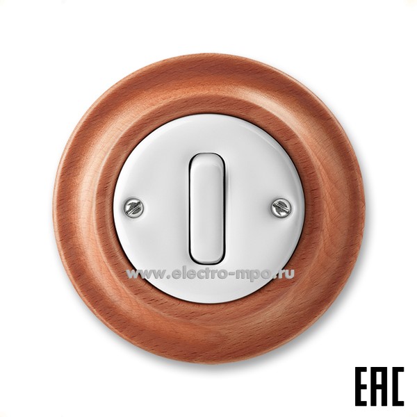 Р8464. Переключатель Decento 3559K-C8634552 2CHK598634C4052 1кл. кнопочный с/п белый фарфор/вишня