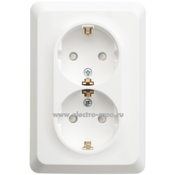 Ю48. Розетка Этюд PC16-108B "евр" двойная со шторками с/п белая (Systeme Electric)