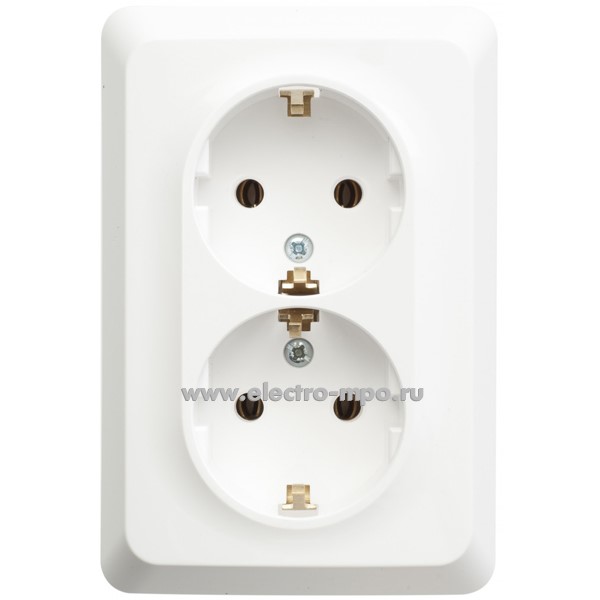 Ю48. Розетка Этюд PC16-107B "евр" двойная с/п белая (Systeme Electric)