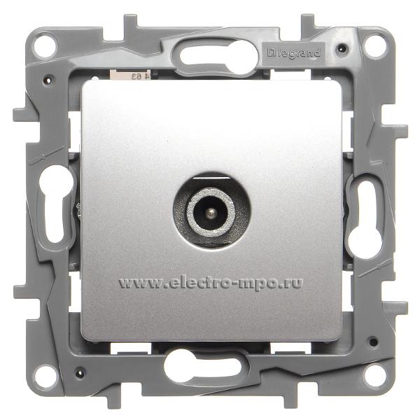 Ю2612. Механизм Etika 672463 розетки TV проходной с/п алюминий (Legrand/Daccord)