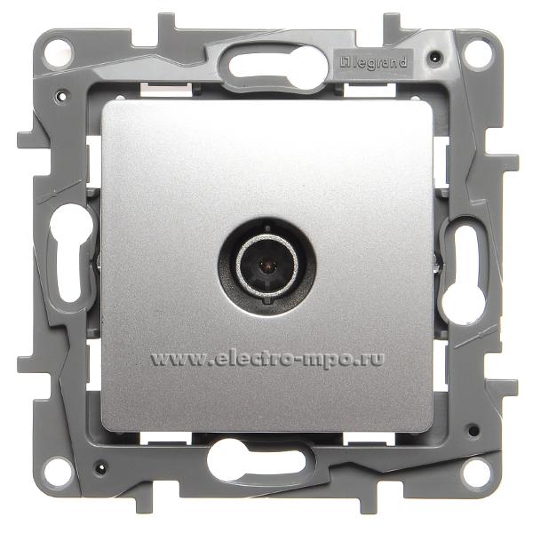 Ю2614. Механизм Etika 672451 розетки TV тип "звезда" с/п алюминий (Legrand/Daccord)