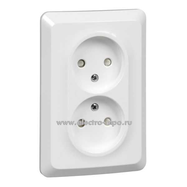 Ю48. Розетка Этюд PC16-106B двойная со шторками с/п белая (Systeme Electric)