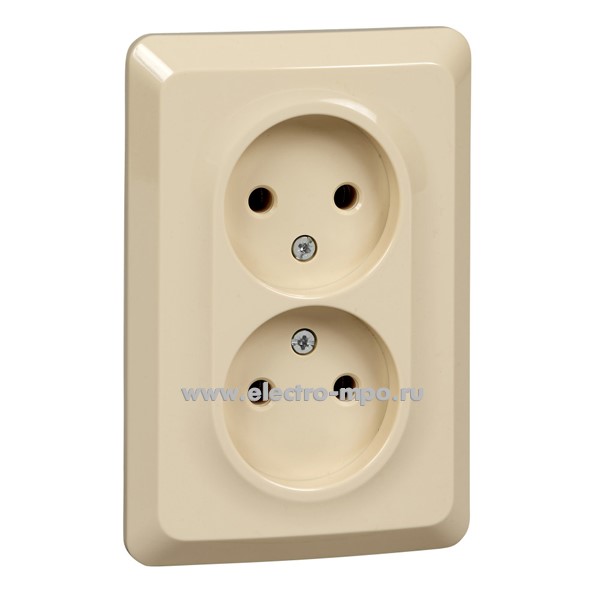 Ю48. Розетка Этюд PC16-105K двойная с/п кремовый (Systeme Electric)