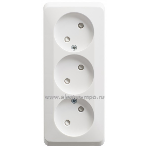 Ю48. Розетка Этюд PA16-010B тройная со шторками о/п белая (Systeme Electric)