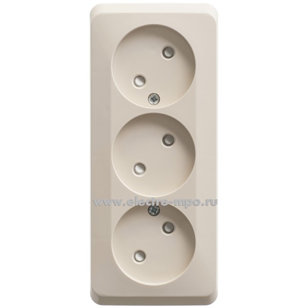 Ю48. Розетка Этюд PA16-010K тройная со шторками о/п кремовый (Systeme Electric)