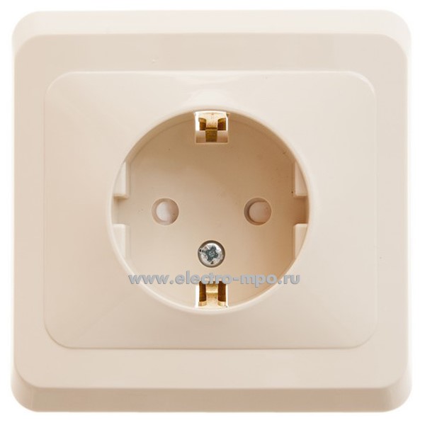 Ю48. Розетка Этюд PC16-004K "евр" с/п со шторками кремовый (Systeme Electric)