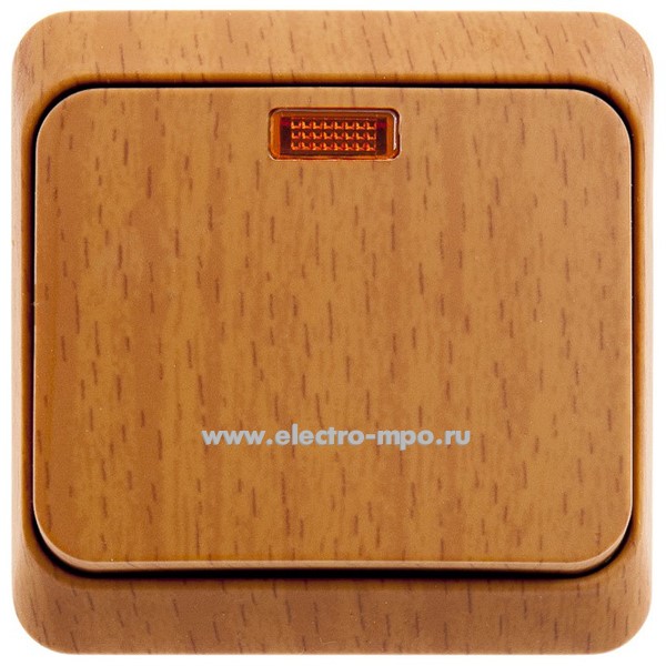 Ю49. Выключатель Этюд BA10-005T 1кл. о/п с подсветкой "бук" (Systeme Electric)