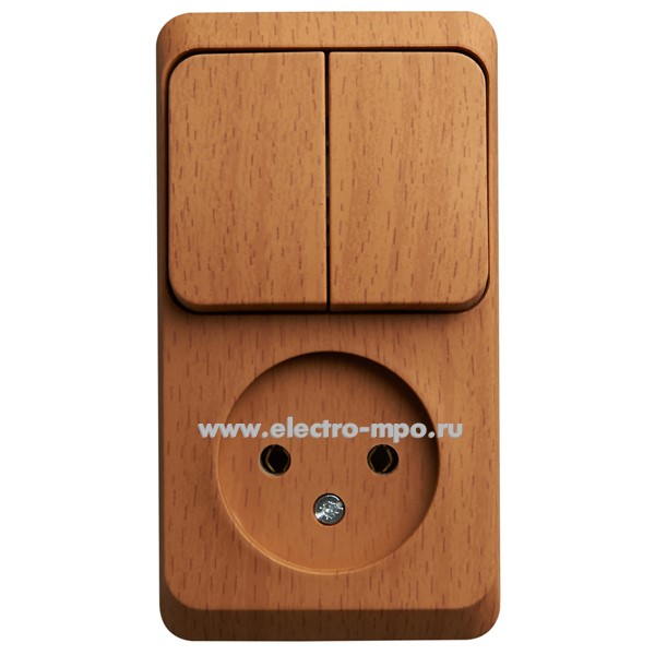 Ю49. Блок Этюд BPA16-205T (выкл. 2 кл.+роз.) о/п "бук" (Systeme Electriс)