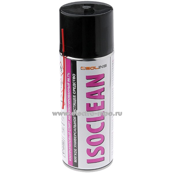 М6836. Спрей "ISOCLEAN"  на основе изопропанола, очищающий, обезжиривающий 0,4л (SOLINS Россия)