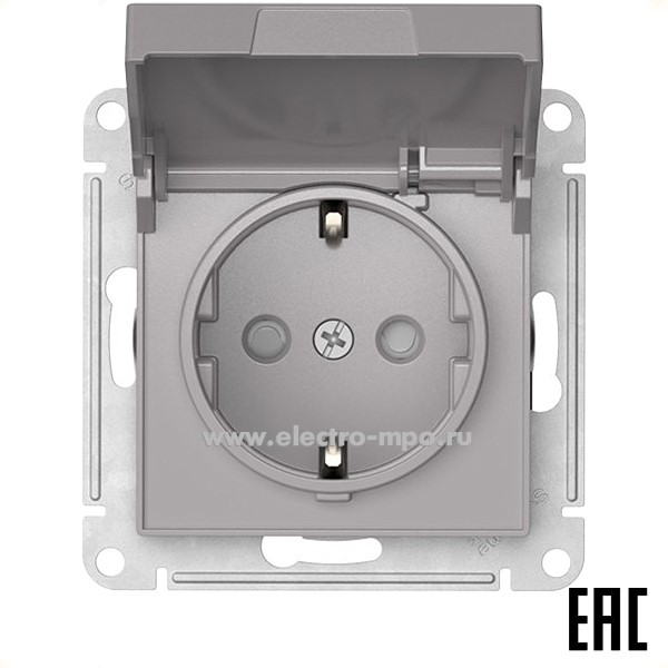 Ю52. Механизм AtlasDesign ATN000346S роз."евр" со шторками и крышкой безвинт. зажим. с/п алюминий (SE)