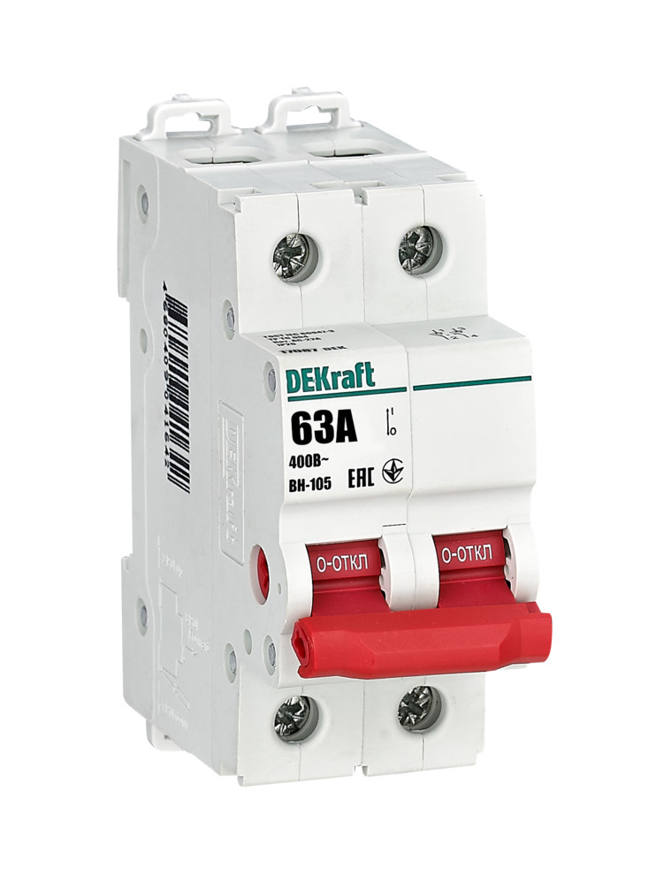А48. Выключатель-разъединитель 17087DEK 2Р 63А ВН-105 (DEKraft)