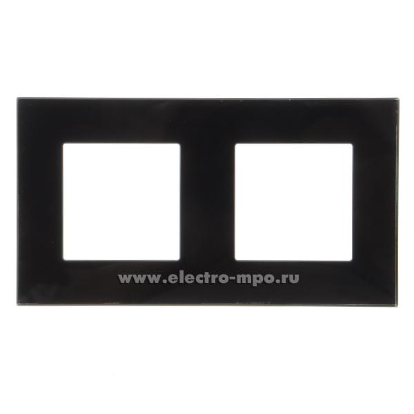 Ю2865. Рамка-2 BingoElec M1-2FBlack чёрное стекло (Электромонтаж)