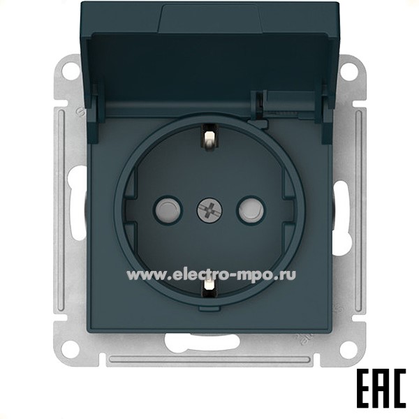 Ю52. Механизм AtlasDesign ATN000846S роз. "евр" со шторками и крышкой безвинт. зажим. с/п изумруд (SE)