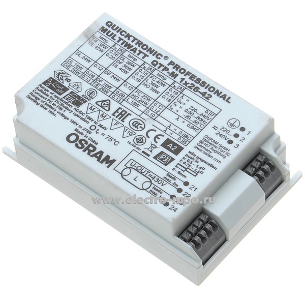 С6304. Дроссель QTP(QT)-M 1X26-42/230-240 S электронный для КЛЛ 26-42Вт (Osram)