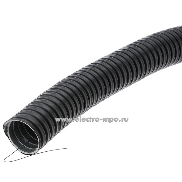 Т1272. Металлорукав Р3-ЦПнг-38 в черной ПВХ оболочке Dвнешн=46,2мм с протяжкой (МетЭс)